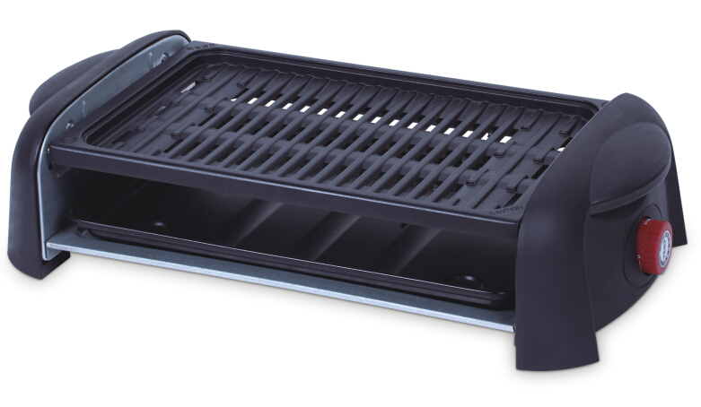 non-stick coating Electric BBQ Grill with ribbed grill plate