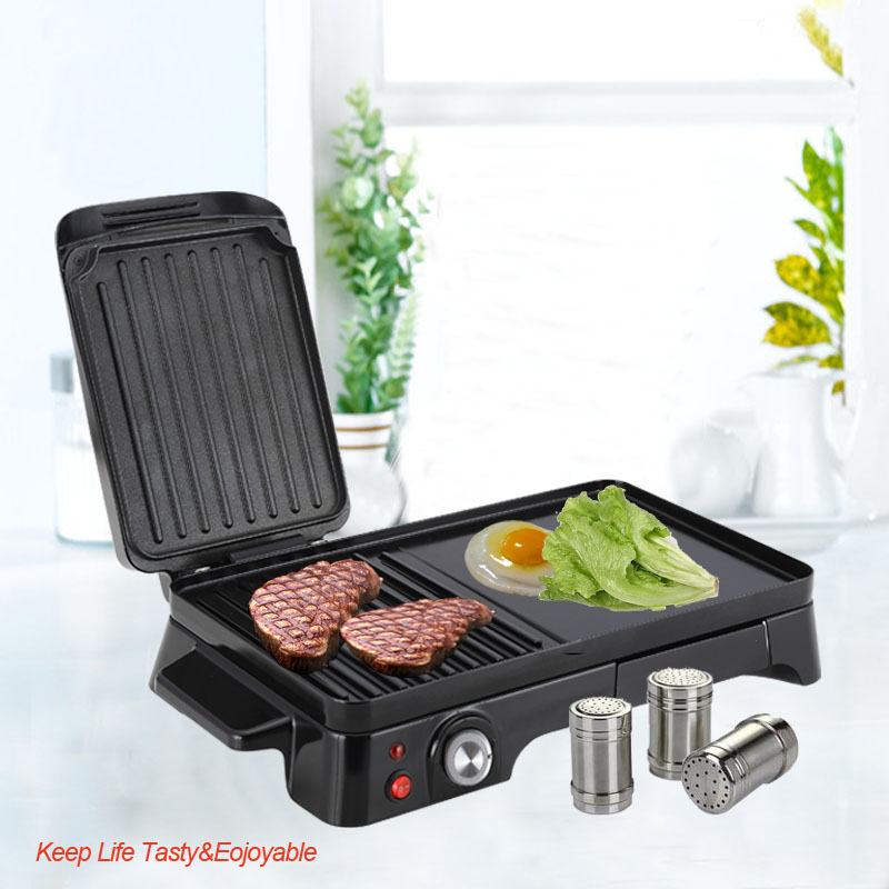 2 in 1 Grill & Griddles adjustable temperature control with oil collector