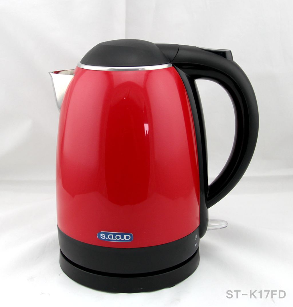 Electric Kettle, Water Kettle, Tea Pot, 1.7L Capacity,Double Wall,Shining Color (ST-K17FD)