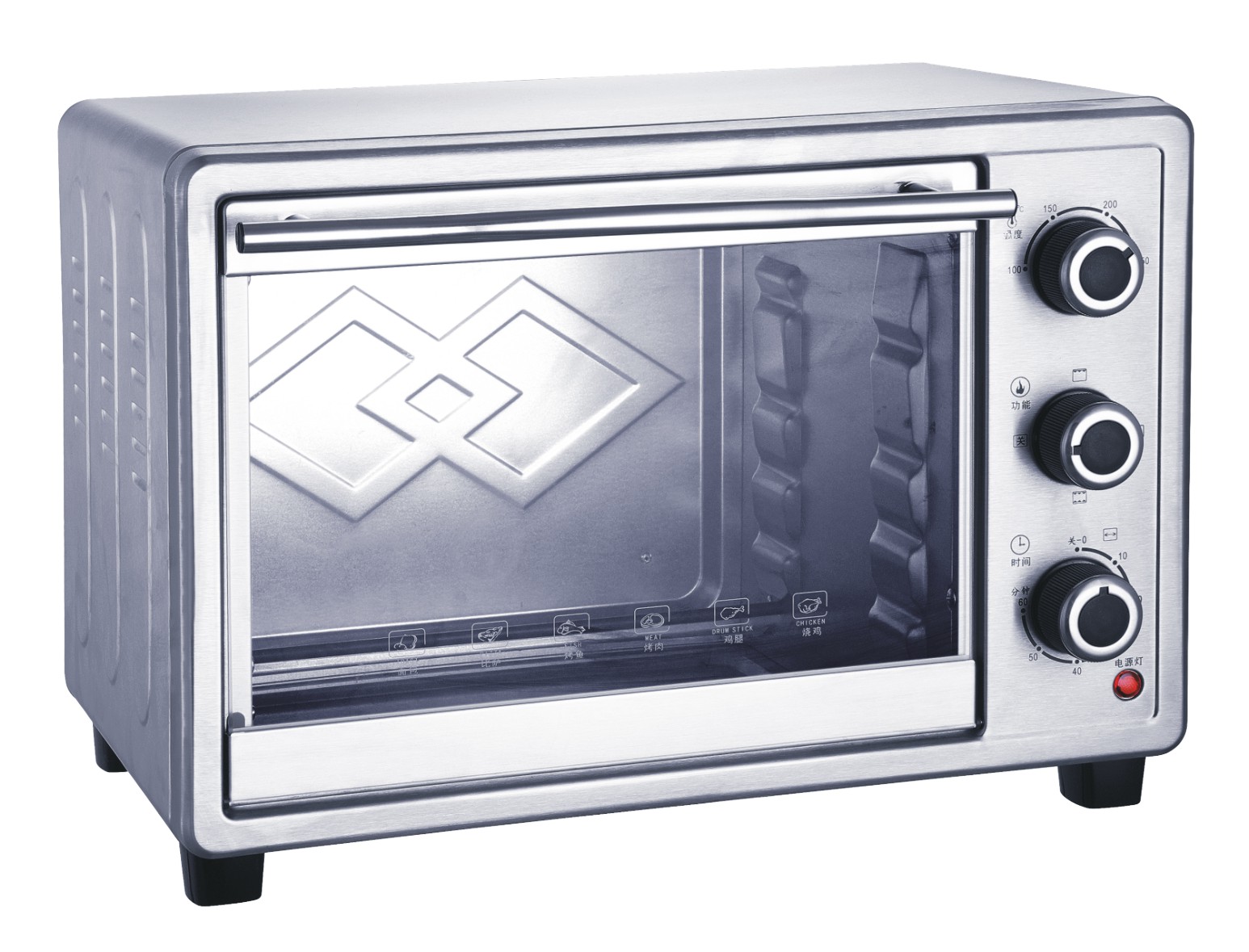 Electric oven with Upper &Lower heating elements by stainless steel