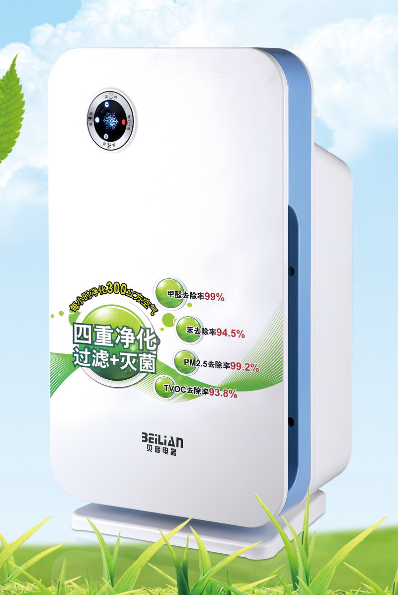 Buttom press operated air purifier with Hepa type filters, China OEM manufacturer