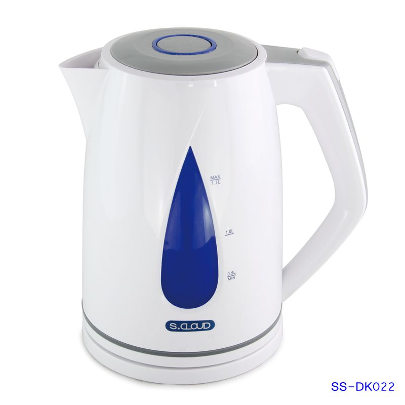 Electric Kettle,1.7L Capacity,Plastic Housing Electric Kettle, Blue Working Light, Cordless Style