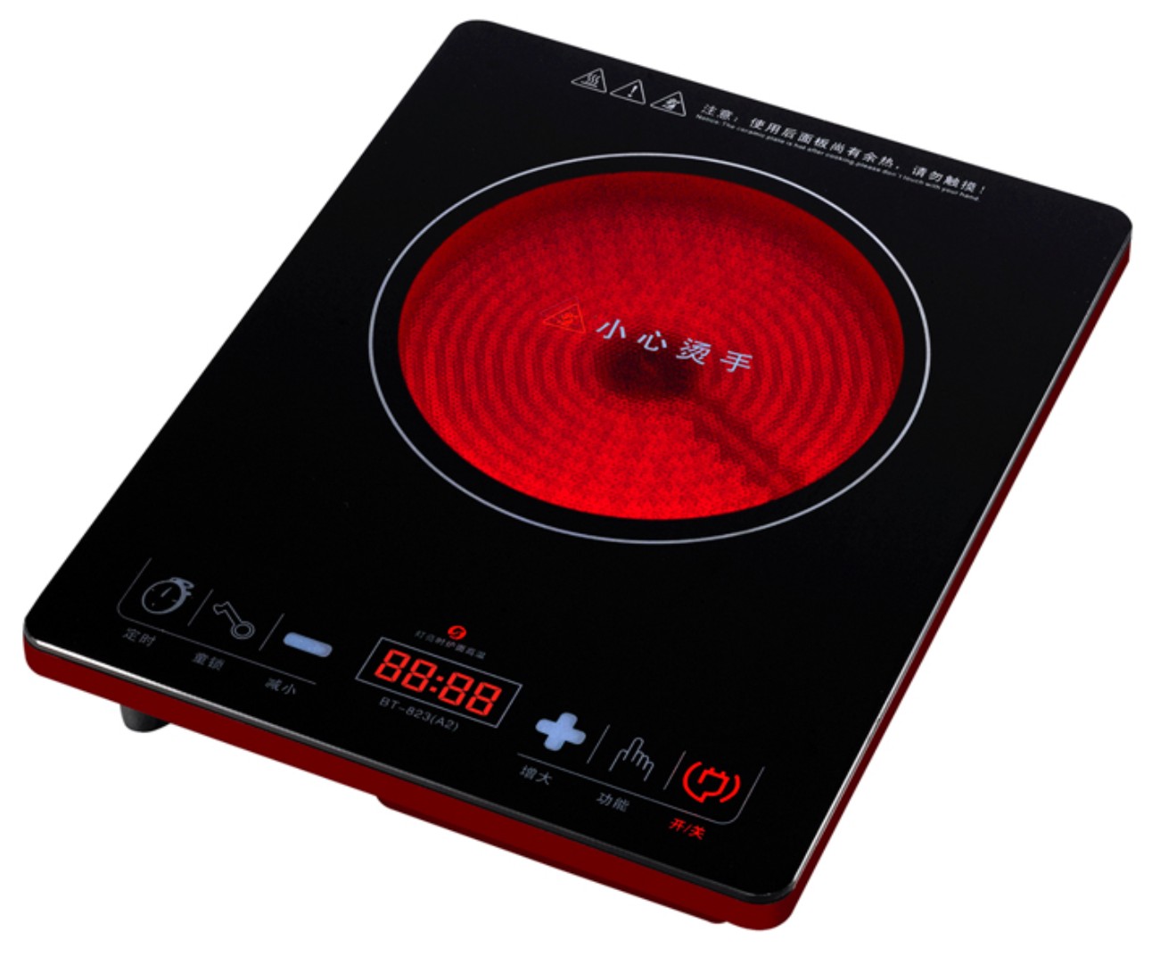 Black crystal touch control 4 digital display electric infrared ceramic cooker 