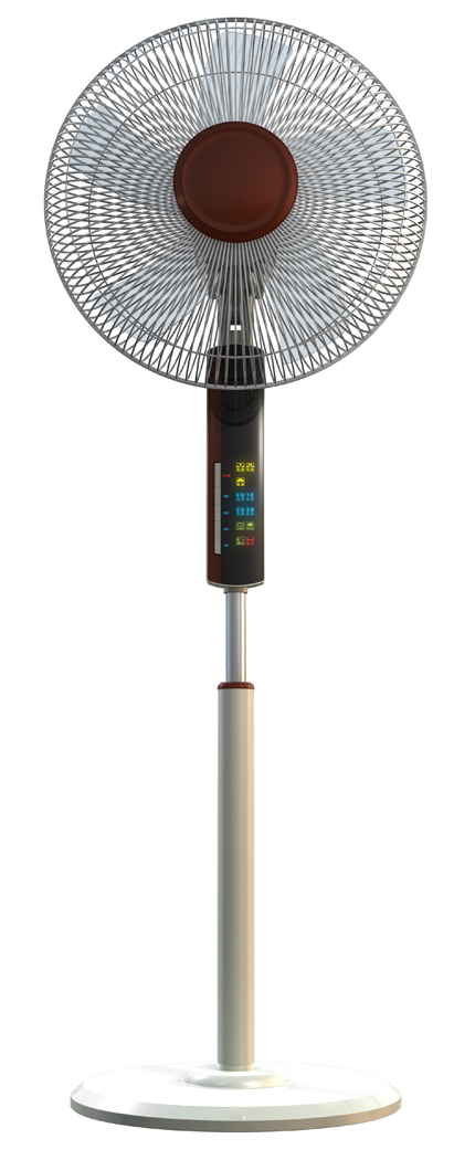 16 Inch Plastic Stand Fan. AS Blades, Colorful LED Display