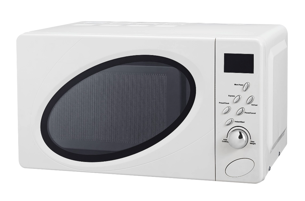 20 L Electronic Microwave/8 Automatic Menu/Appearance/White Plastic Buttons+Knob Control 
