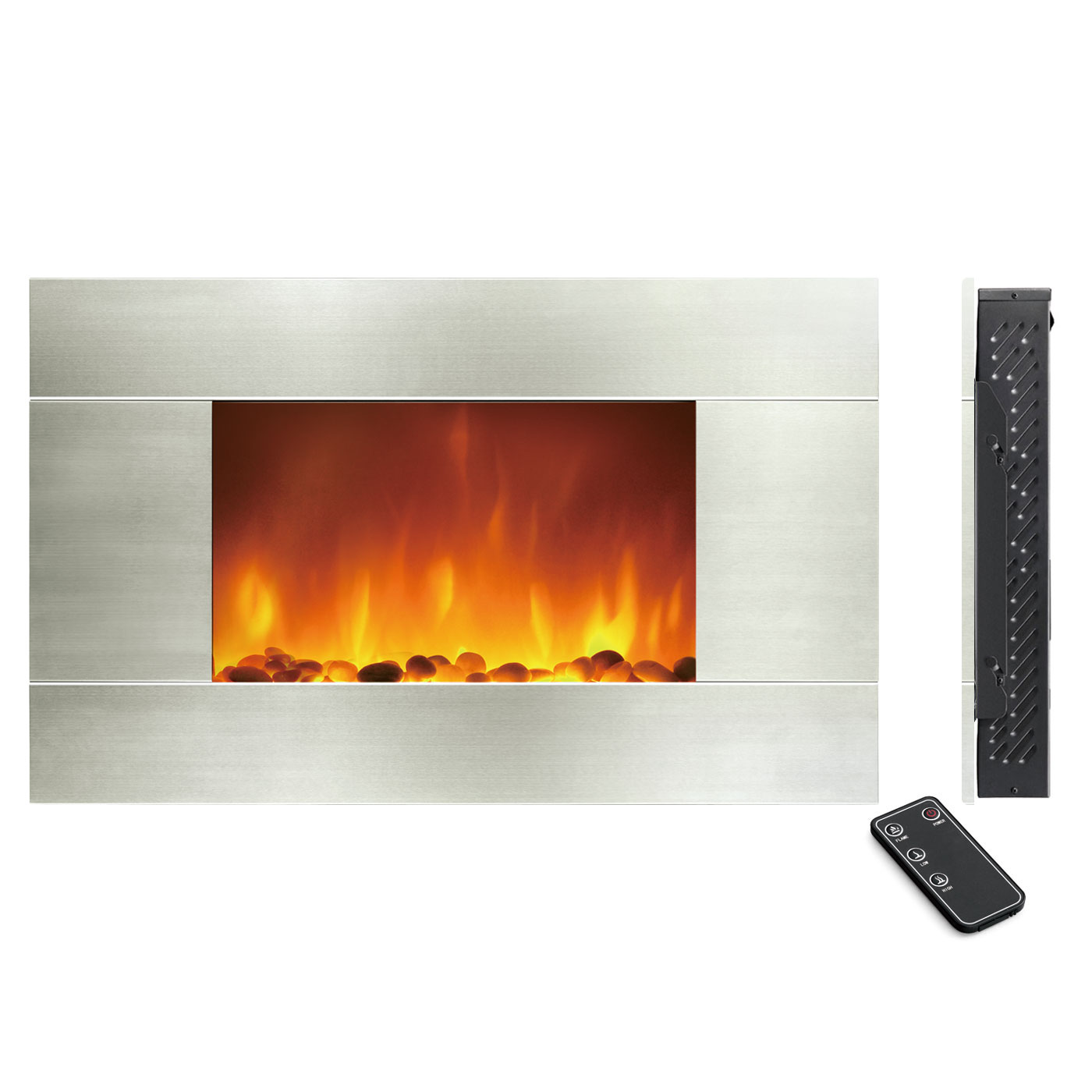 Full Stainless Steel panel Electrical Fireplace,wall mounted Heater
