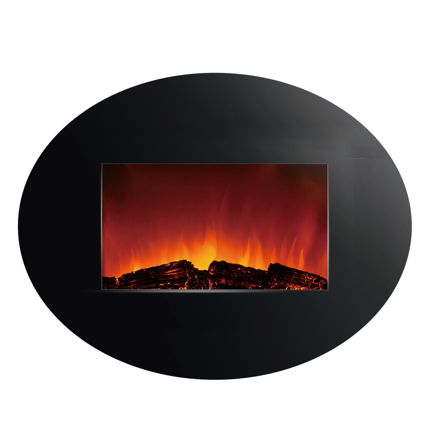 Electrical Fireplace,Oval tempered glass panel