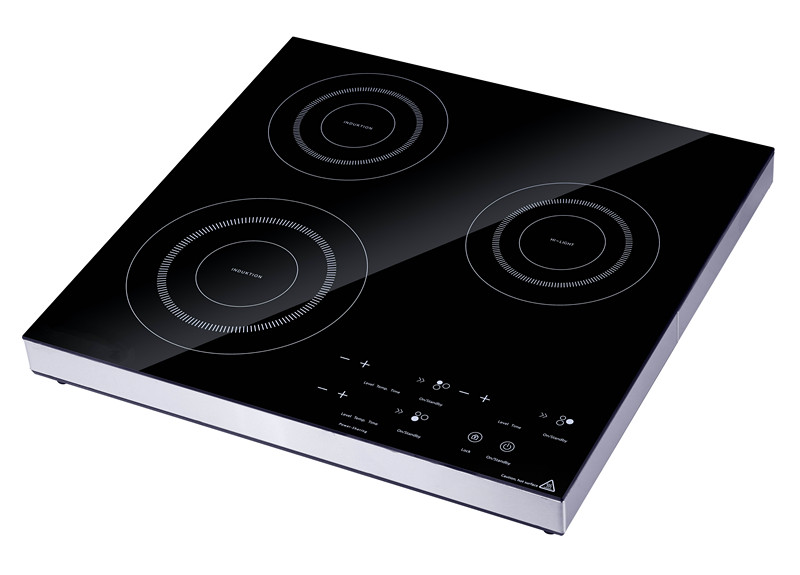Three burners table induction cooker with GS/CE/CB,stainless steel frame high-end design 