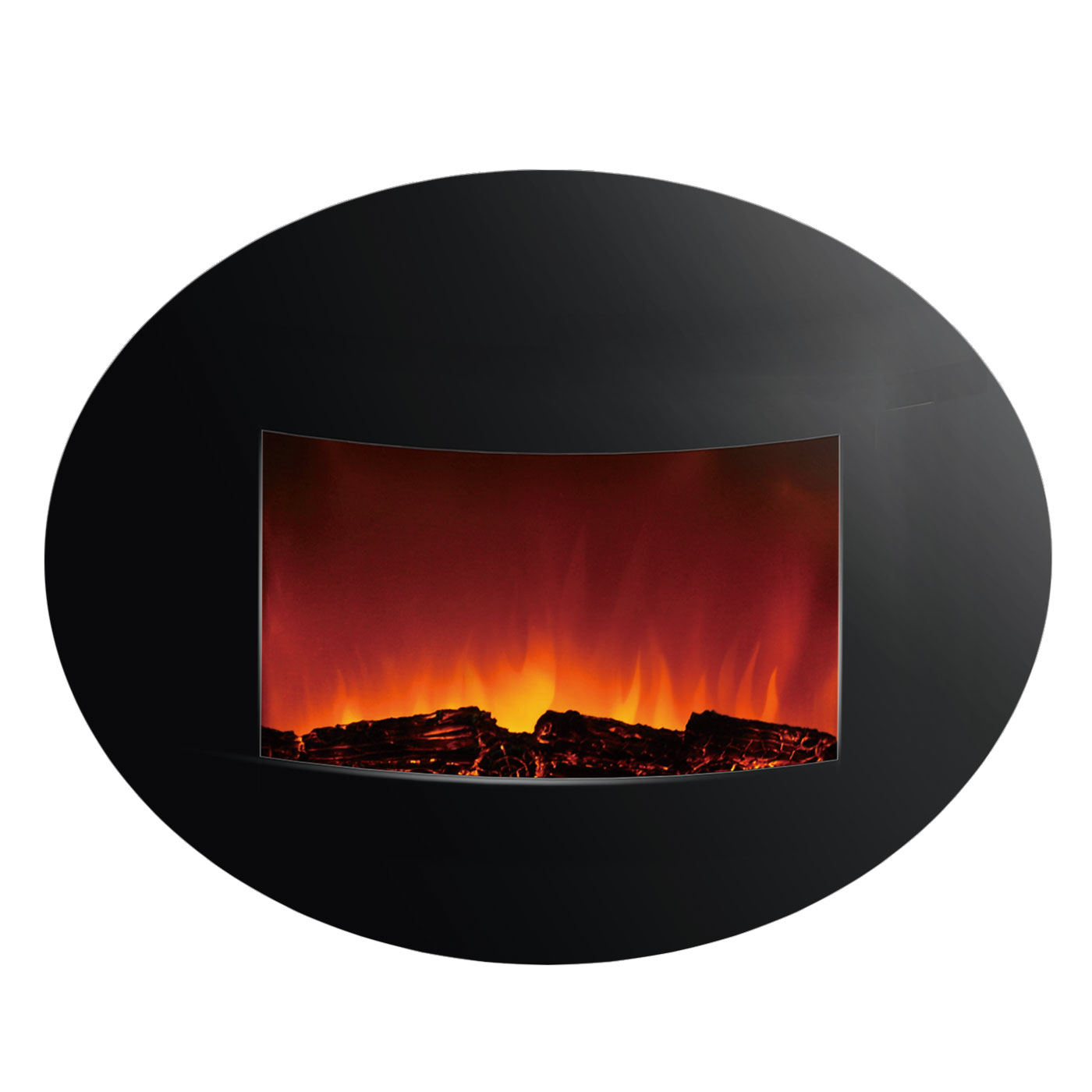 Electrical Fireplace,Curved Oval Glass Panel 