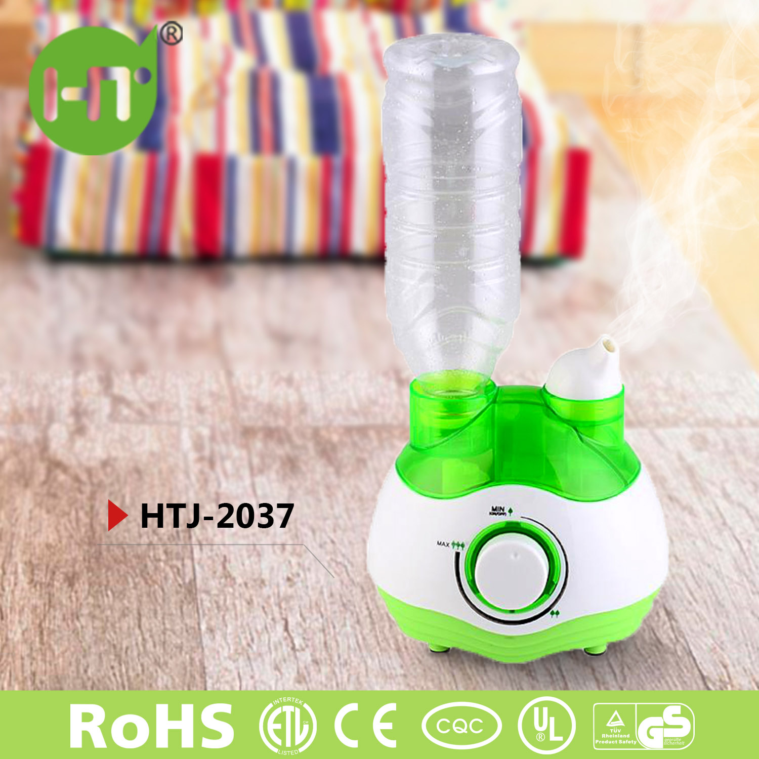 HTJ-2037 Mini Plastic Bottle Portable Ultrasonic Humidifier Mist Maker