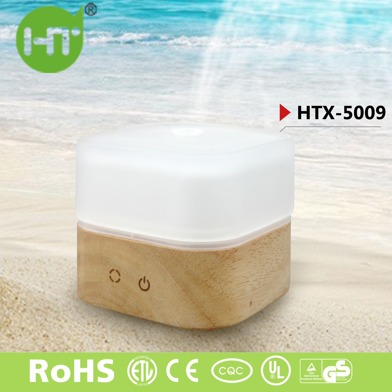 HTX-5009 Wooden Hot-sale LED Rainbow Cool Mist Ultrasonic Humidifier Essential Oil Aroma Diffuser