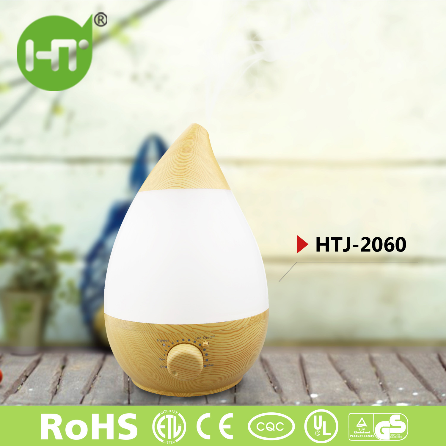 HTJ-2060 3.8L Wood Grain Air Cooler Humidifier Aroma Essential Oil Available Ultrasonic Humidifier