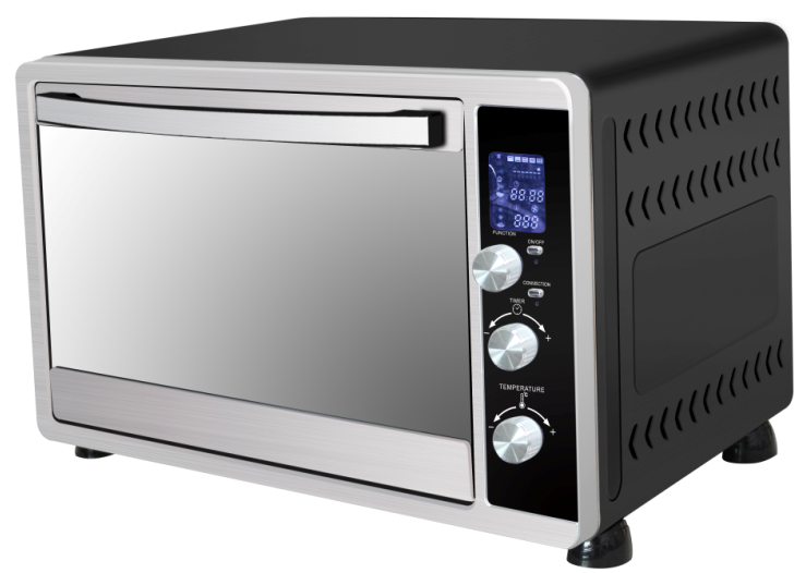 30L Digital Oven,Black/White Housing,Rotisserie，Mirror Glass， Convection Function,HD blue LED