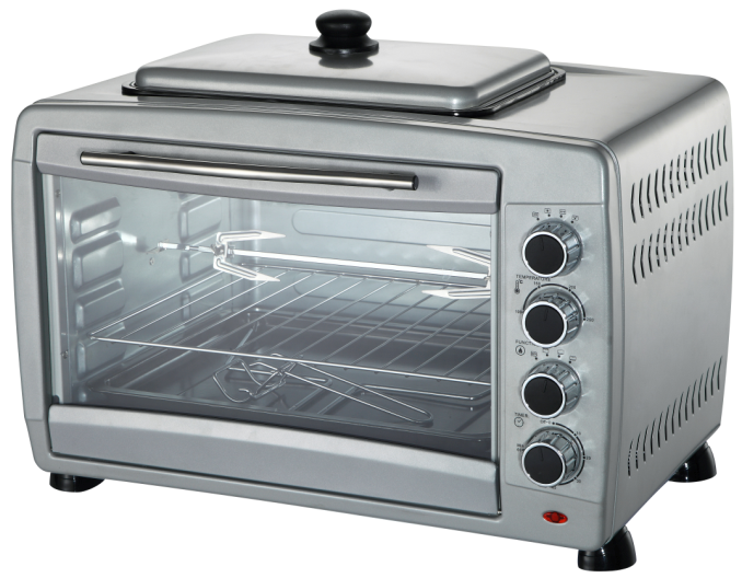 45L Electric Oven with Accurate Temperature,Black/White Housing, Rotisserie&Convection Function