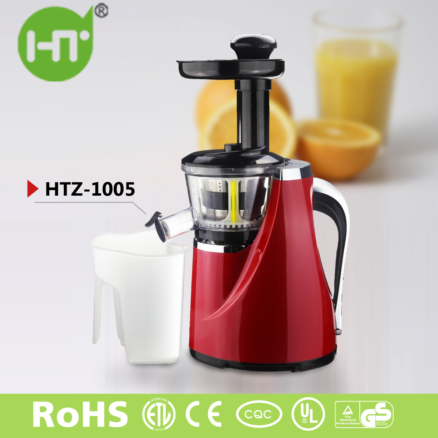 HTZ-1005 2015 New Latest Low Power Consumption Stainless Steel High Efficiency Electric Slow Juicer
