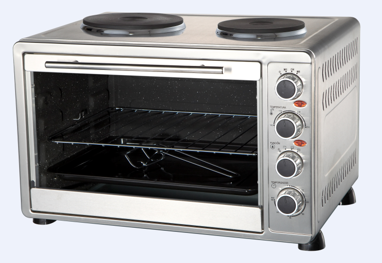 55L Electric Oven with Accurate Temperature,Black/White Housing, Rotisserie Function