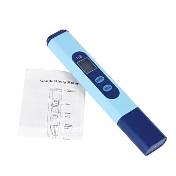 Digital LCD EC Conductivity Meter Water Quality Tester Model H10128Pen 0-9999 µs/cm Blue