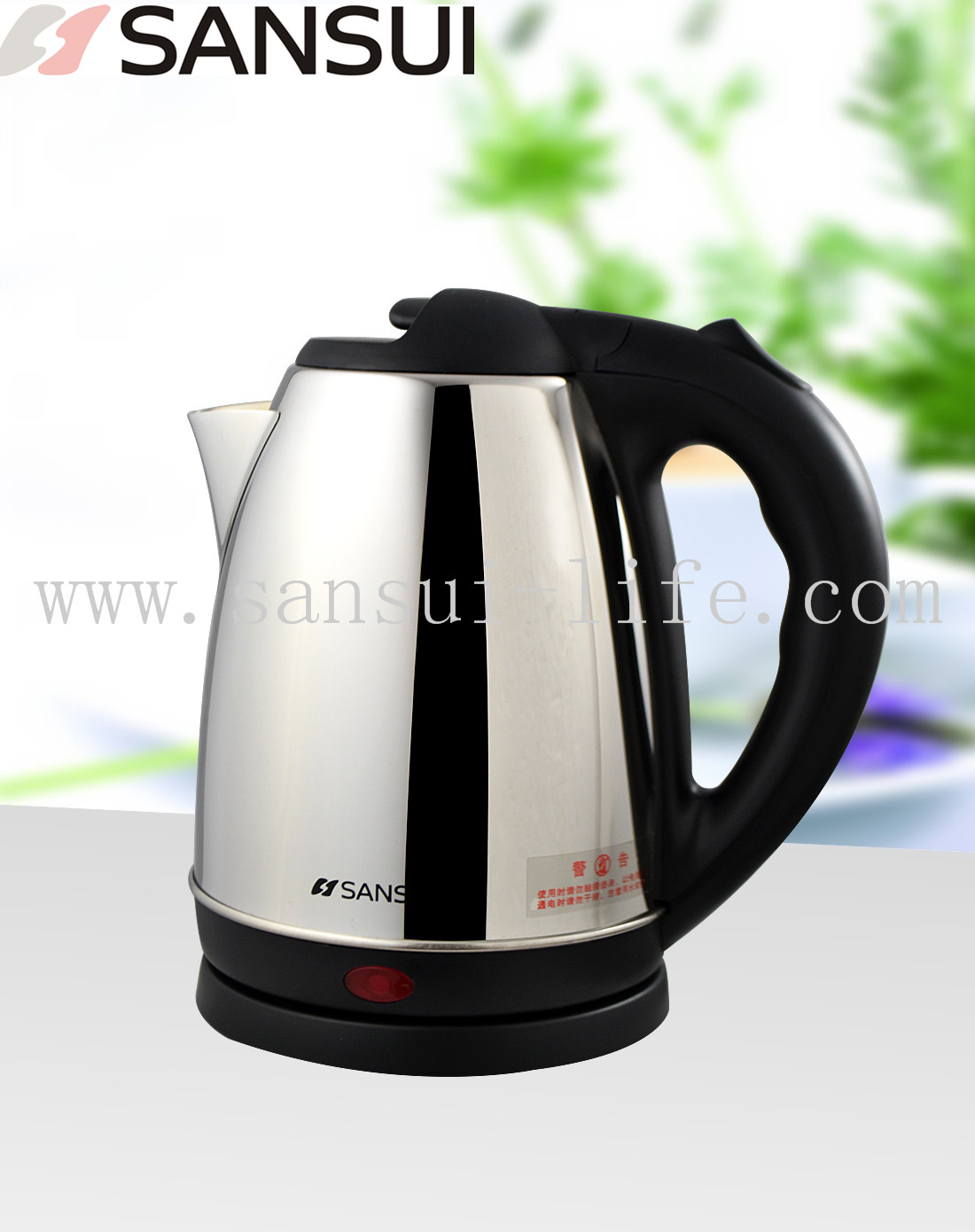 SANSUI YY-15B-03 High-quality stainless steel reflective body Electric Kettle，with 3C