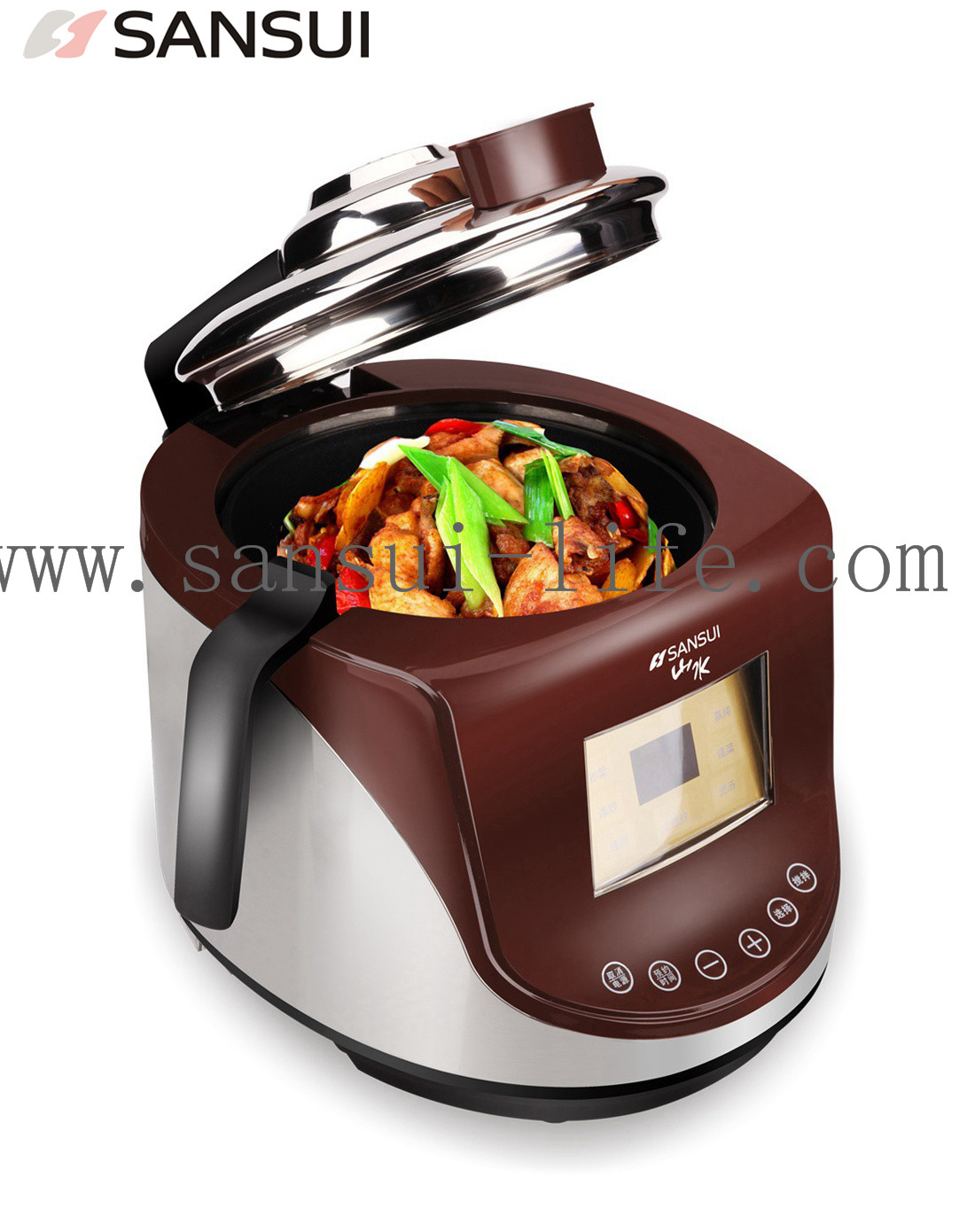 SANSUI 102A automatic vegetable-frying machine，convenient，304 stainless steel lid，with 3C