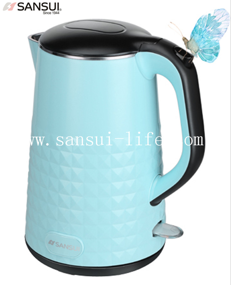 SANSUI YY-17B-02 beautiful blue double anti-scald Diamond pot, 304 stainless steel electric kettle