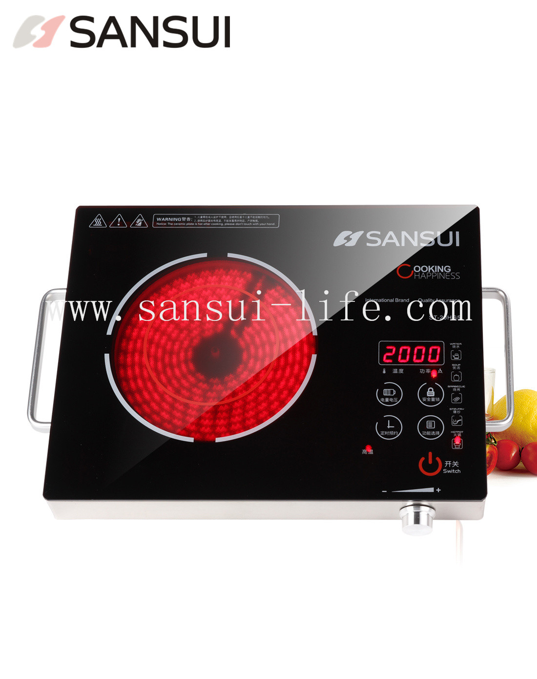 SANSUI 20X1 Multifunction Infrared Cooker, stainless steel, for cook, BBQ, for warm, 2000W, with 3C