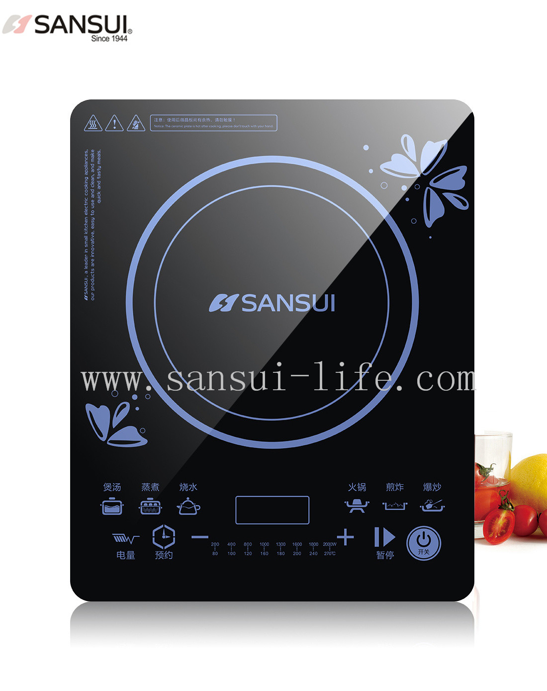 SANSUI Touch-sensitive full-page, one-touch pass operation, four digital display, Induction Cooker