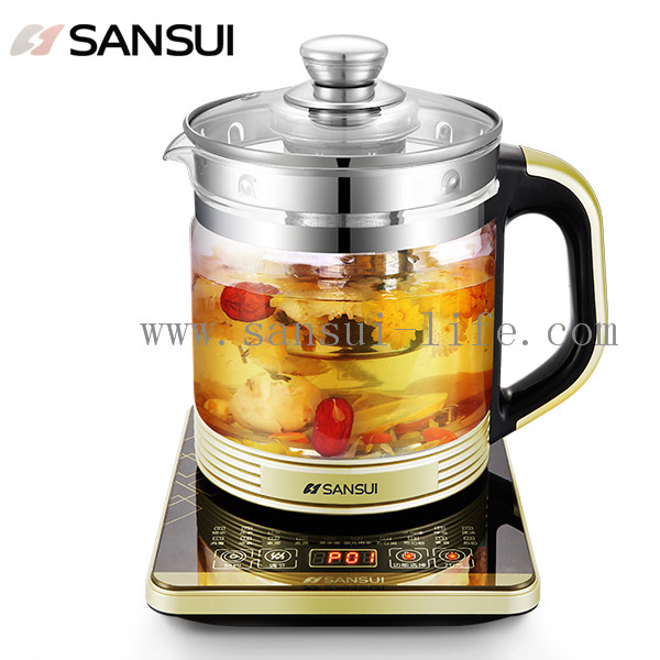 SANSUI KT-817 304 stainless steel plate glass body, smart key control Glass Tea Kettle