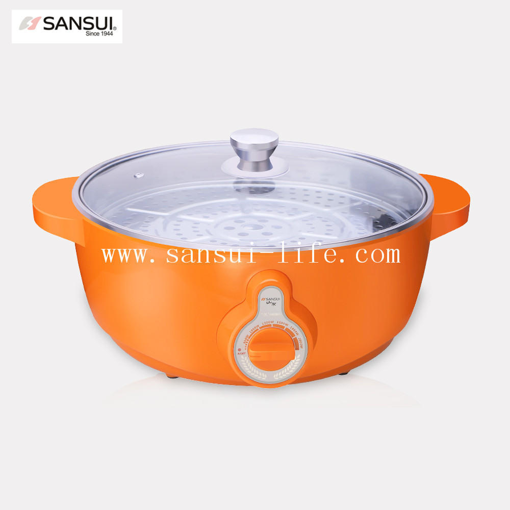 SANSUI EP-200 5L orange color healthy no fumes stainless steel hot pot Stainless steel cooker
