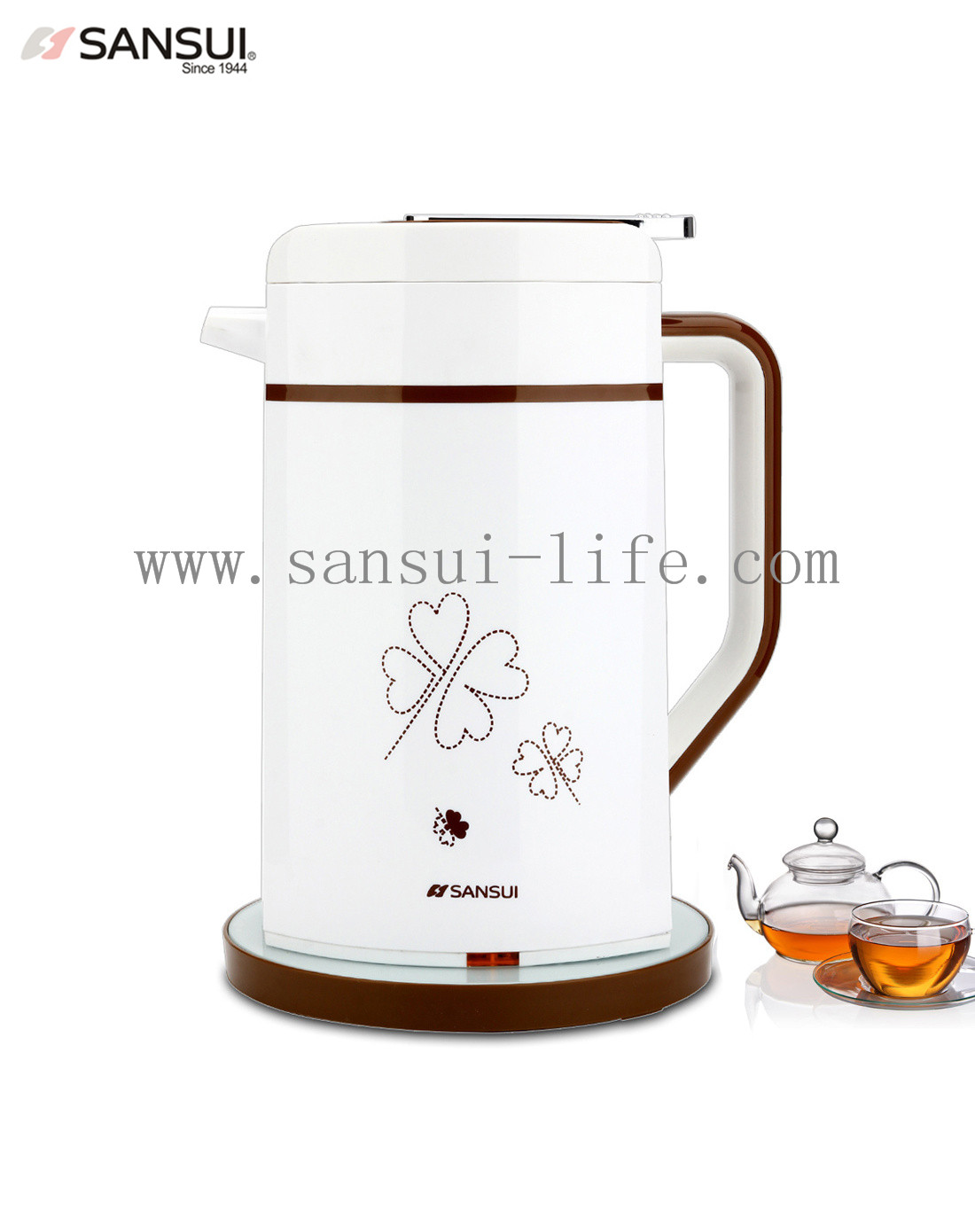 SANSUI YY-18B temperature insulation kettle, 304 steel liner toughened glass base electric kettle